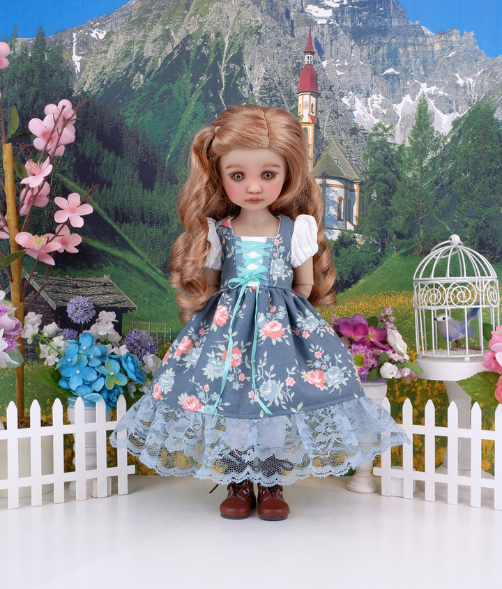 Innsbruck Rose - dirndl dress ensemble with boots for Ruby Red Fashion Friends doll
