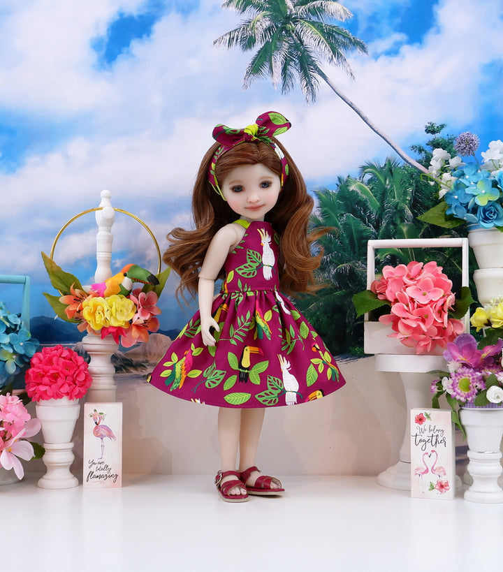 Island Cockatoo - dress and sandals for Ruby Red Fashion Friends doll