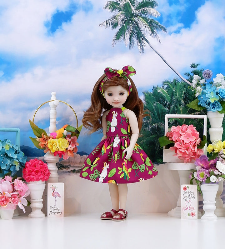 Island Cockatoo - dress and sandals for Ruby Red Fashion Friends doll
