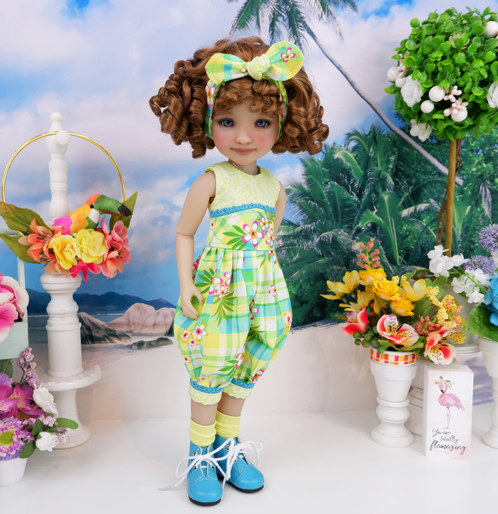 Island Plaid - romper with boots for Ruby Red Fashion Friends doll