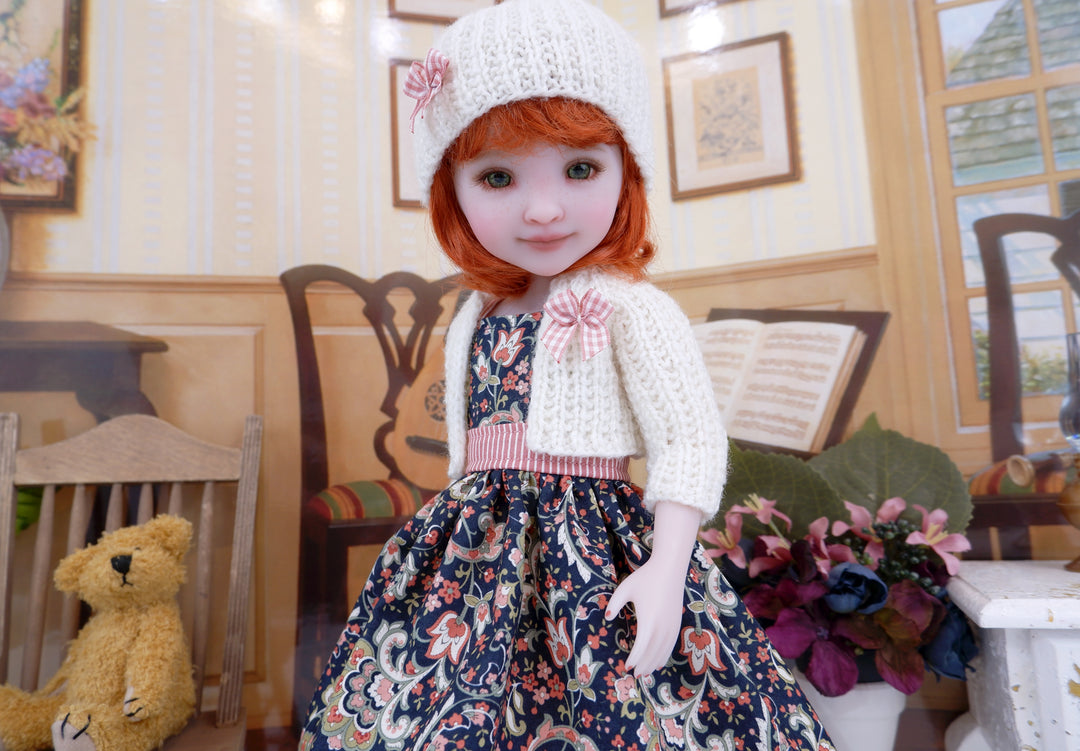 Jacobean Flourish - dress and sweater with shoes for Ruby Red Fashion Friends doll