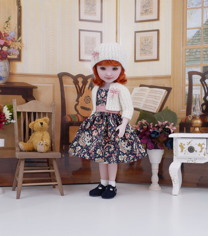 Jacobean Flourish - dress and sweater with shoes for Ruby Red Fashion Friends doll