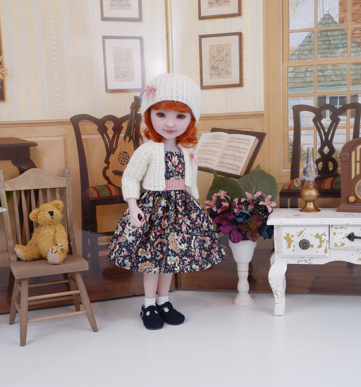 Jacobean Flourish - dress and sweater with shoes for Ruby Red Fashion Friends doll