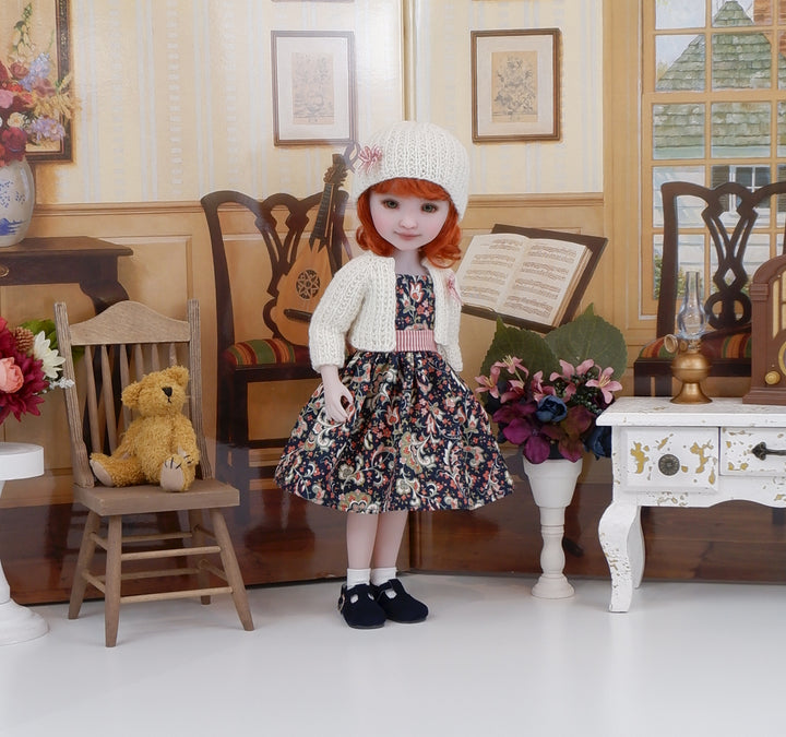 Jacobean Flourish - dress and sweater with shoes for Ruby Red Fashion Friends doll