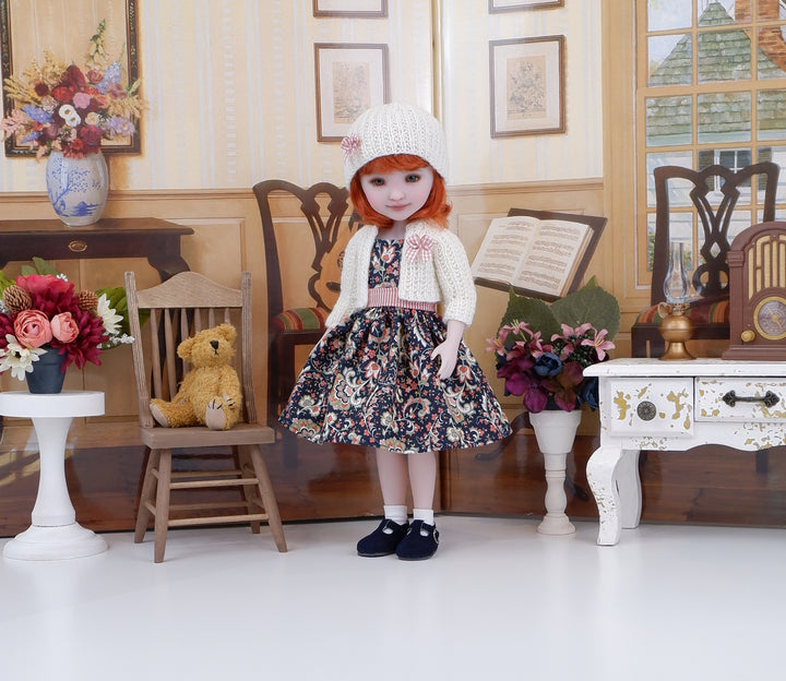 Jacobean Flourish - dress and sweater with shoes for Ruby Red Fashion Friends doll