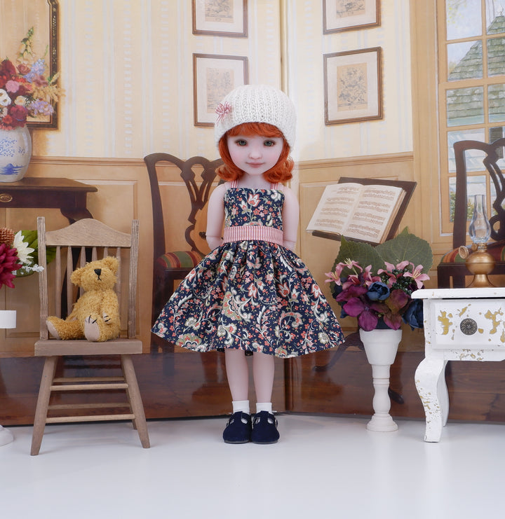 Jacobean Flourish - dress and sweater with shoes for Ruby Red Fashion Friends doll