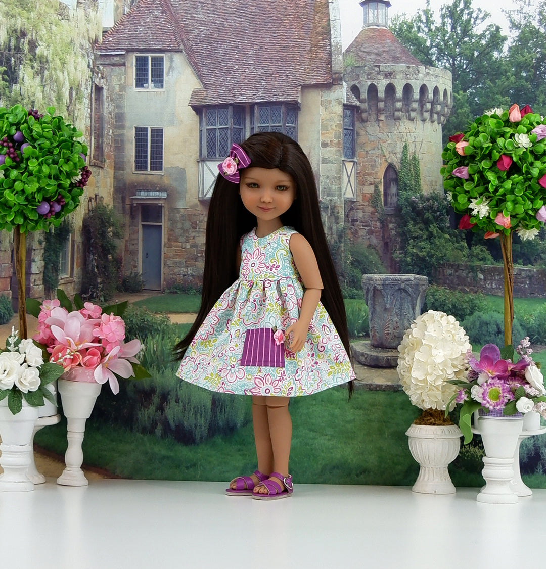 Jacobean Summer - dress with sandals for Ruby Red Fashion Friends doll