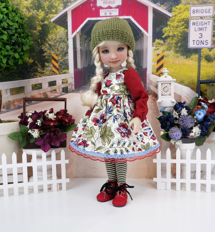 Jacobean Thistle - dress with boots for Ruby Red Fashion Friends doll