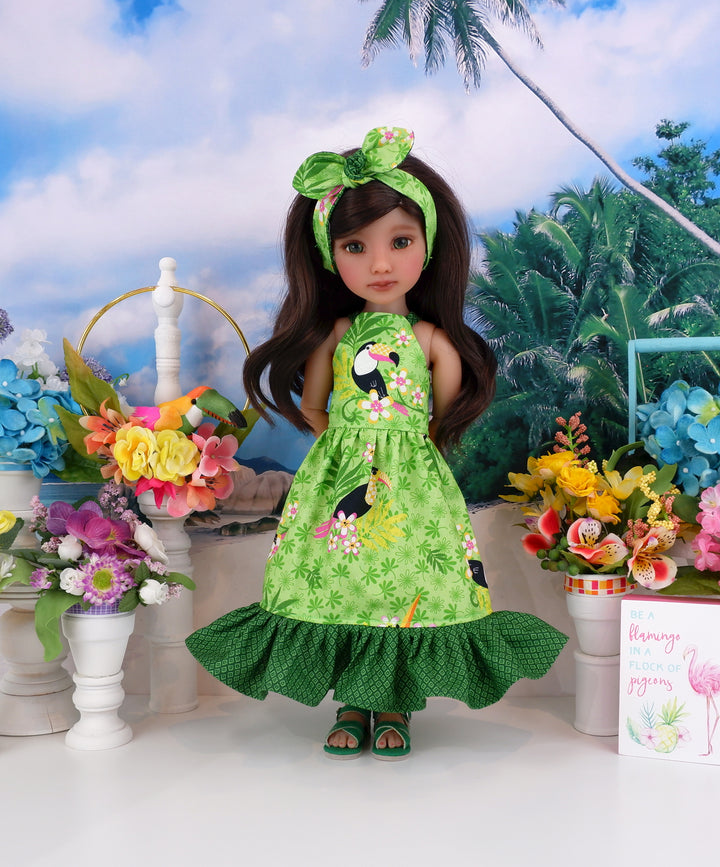 Jungle Toucan - dress with sandals for Ruby Red Fashion Friends doll