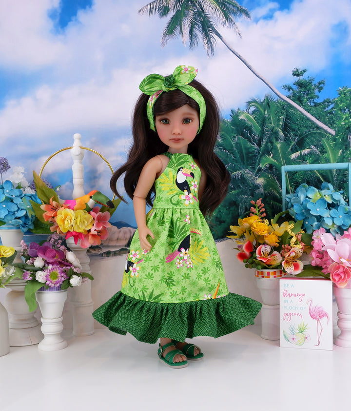Jungle Toucan - dress with sandals for Ruby Red Fashion Friends doll