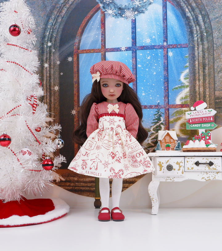 Kringle's Bakery - dress with shoes for Ruby Red Fashion Friends doll