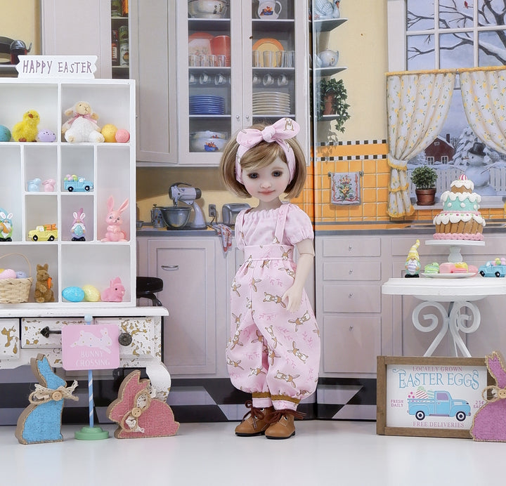 Light Brown Hare - blouse & suspender pants with boots for Ruby Red Fashion Friends doll