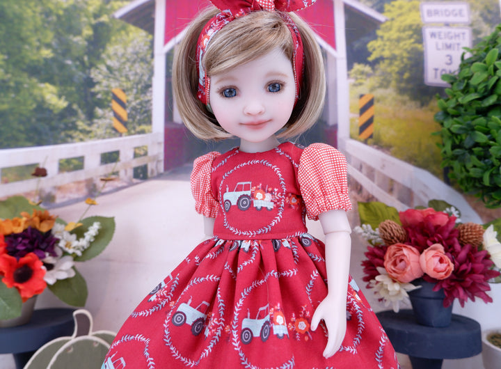 Lil' Blue Tractor - dress and boots for Ruby Red Fashion Friends doll