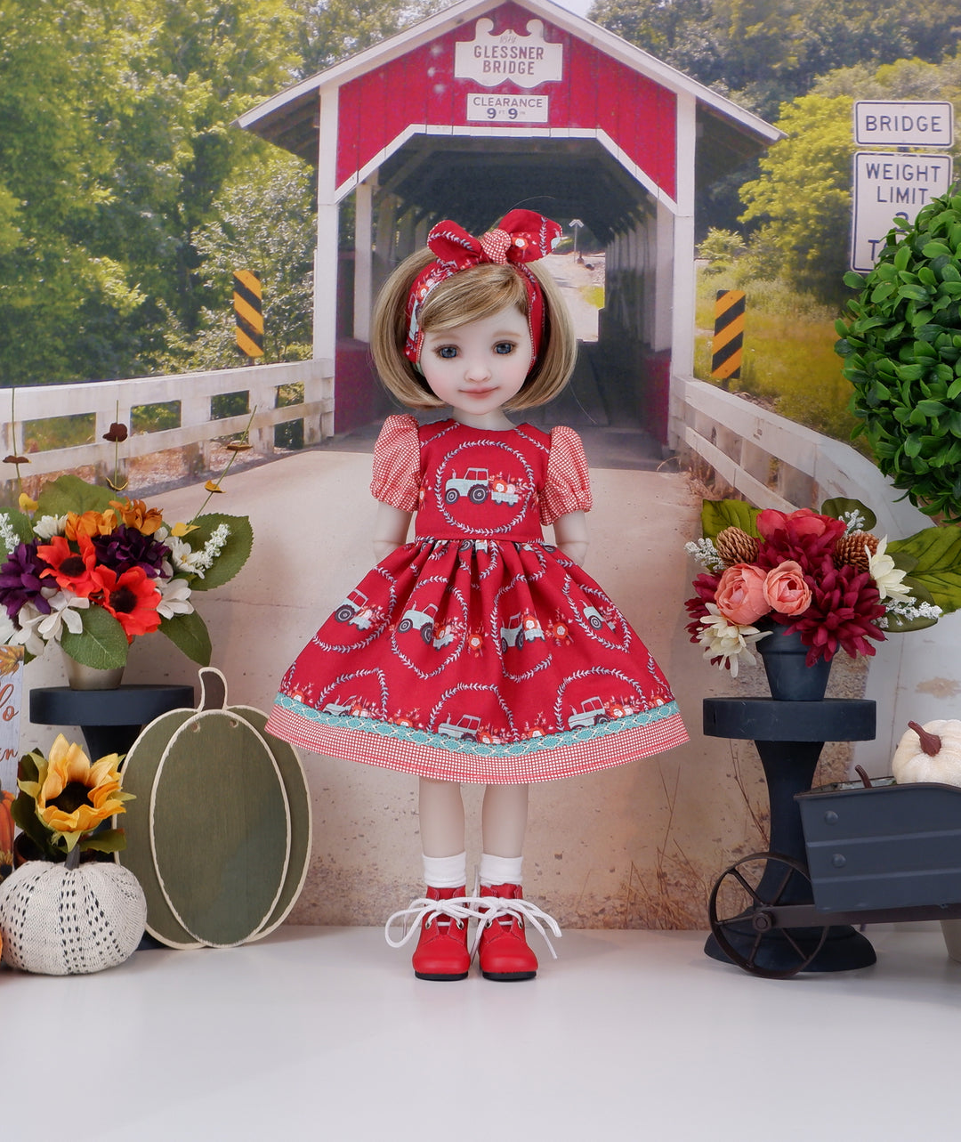 Lil' Blue Tractor - dress and boots for Ruby Red Fashion Friends doll
