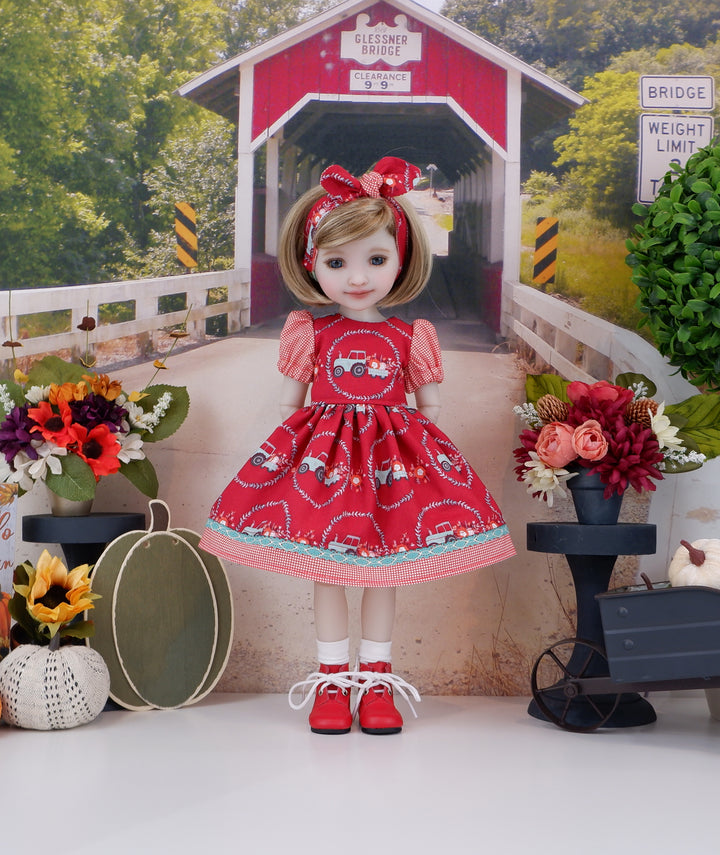 Lil' Blue Tractor - dress and boots for Ruby Red Fashion Friends doll