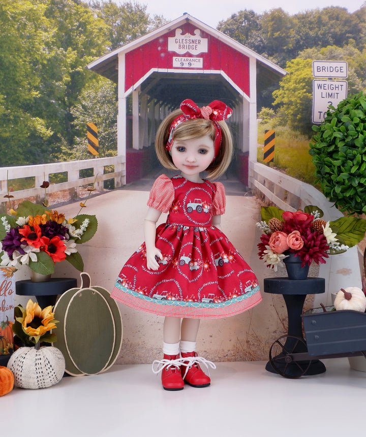 Lil' Blue Tractor - dress and boots for Ruby Red Fashion Friends doll