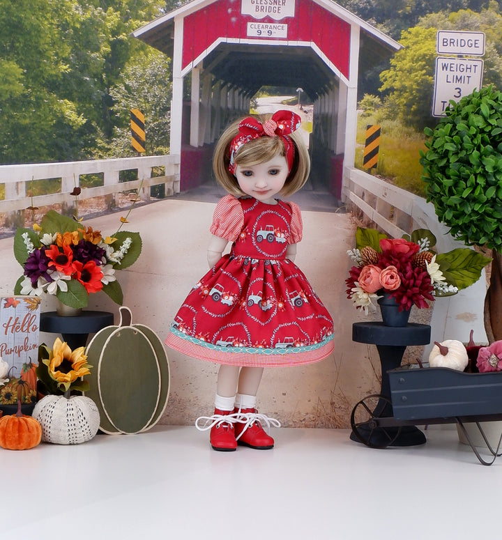 Lil' Blue Tractor - dress and boots for Ruby Red Fashion Friends doll