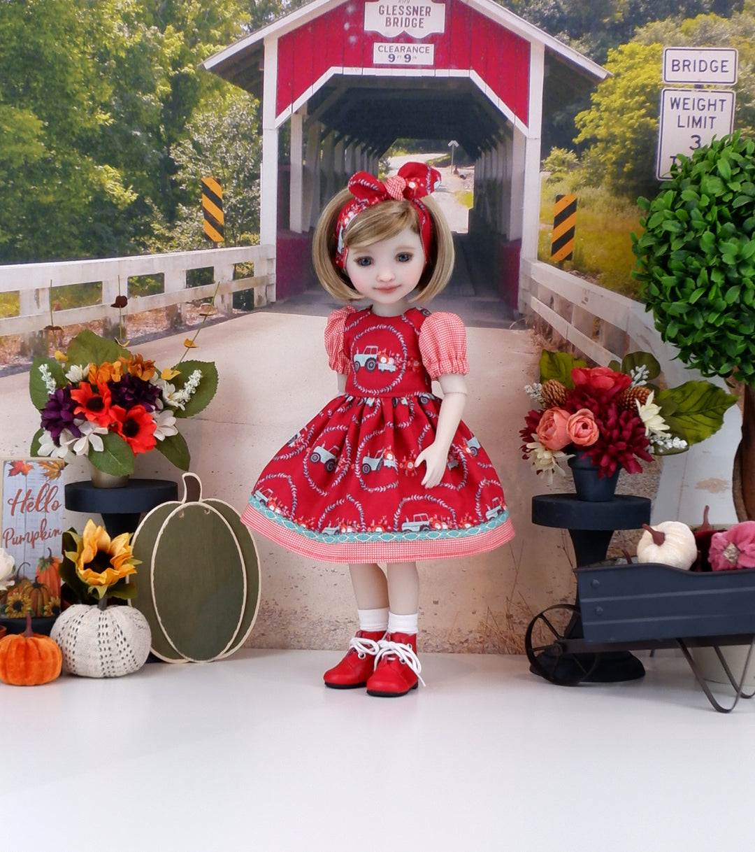 Lil' Blue Tractor - dress and boots for Ruby Red Fashion Friends doll
