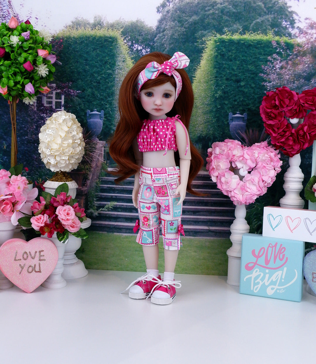 Love & Adore - crop top & capris with tennis shoes for Ruby Red Fashion Friends doll