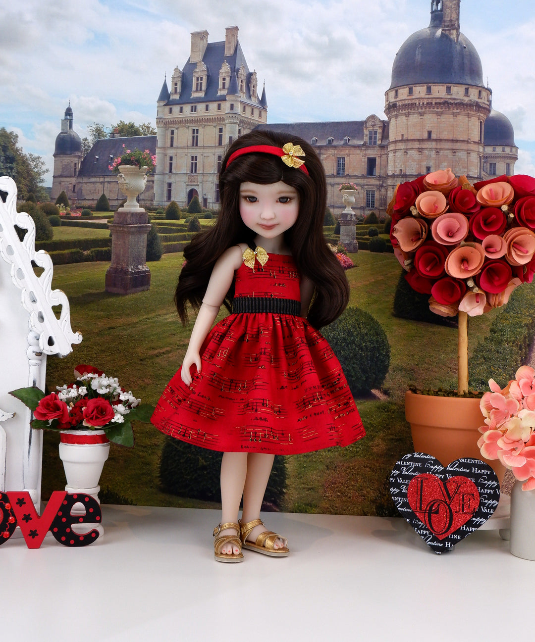Love Song - dress with sandals for Ruby Red Fashion Friends doll Cottontail Doll Designs Love Song - dress with sandals for Ruby Red Fashion Friends doll Cottontail Doll Designs