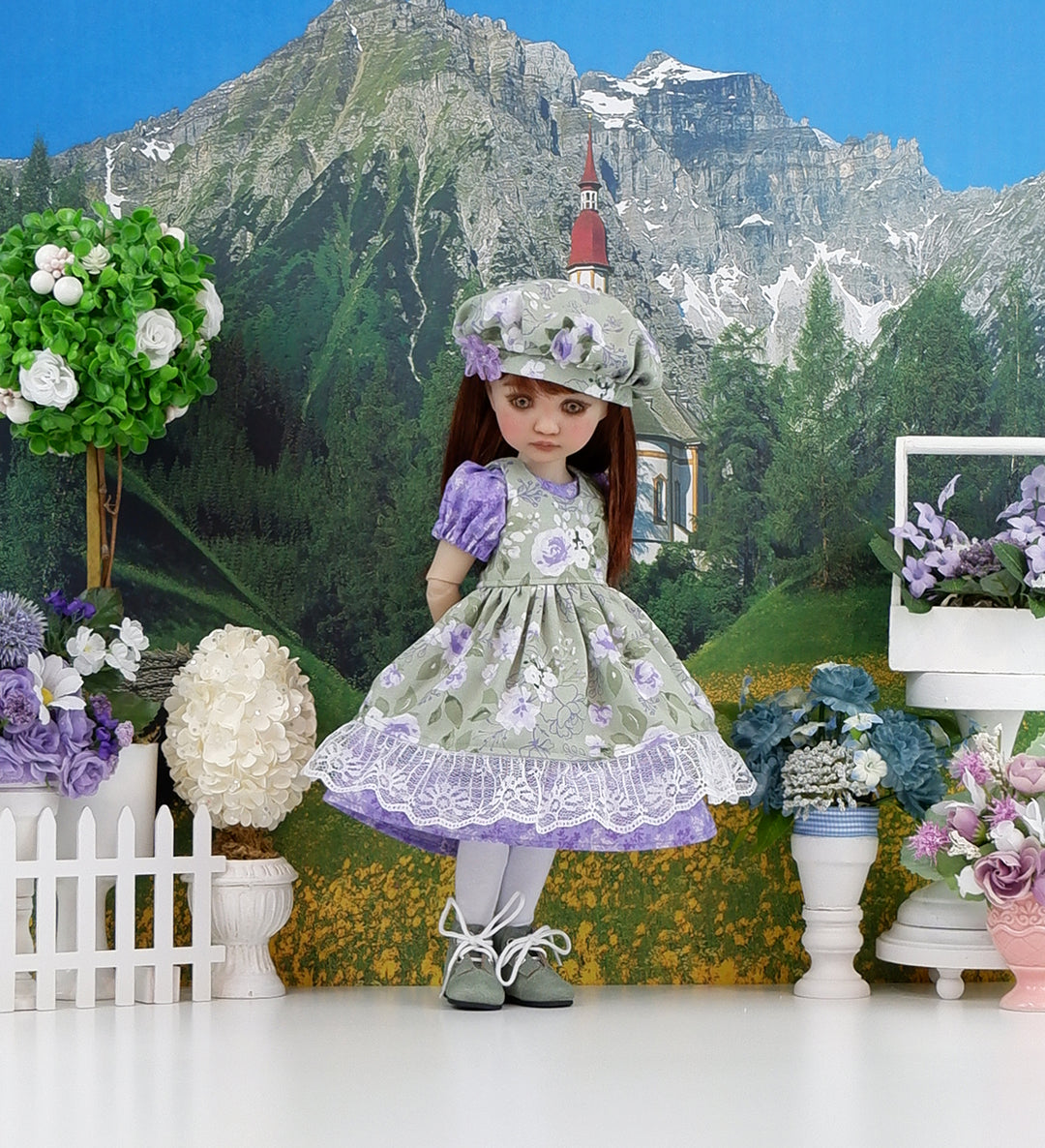 Magnificent Rose - dress & pinafore with boots for Ruby Red Fashion Friends doll