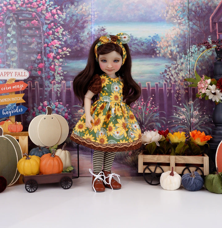 Meadow of Sunflowers - dress and boots for Ruby Red Fashion Friends doll