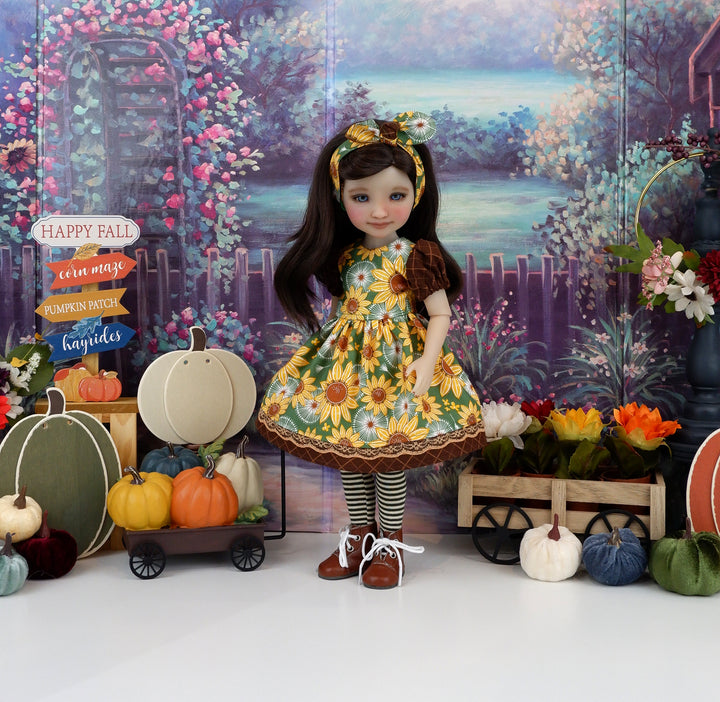 Meadow of Sunflowers - dress and boots for Ruby Red Fashion Friends doll