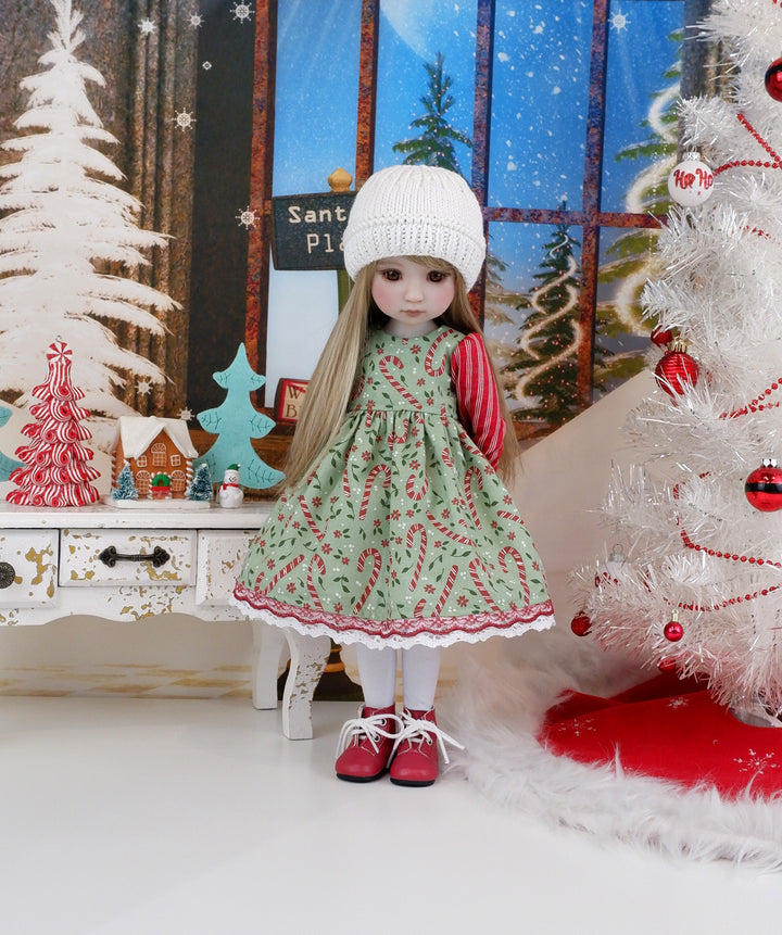 Merry Candy Cane - dress ensemble with boots for Ruby Red Fashion Friends doll