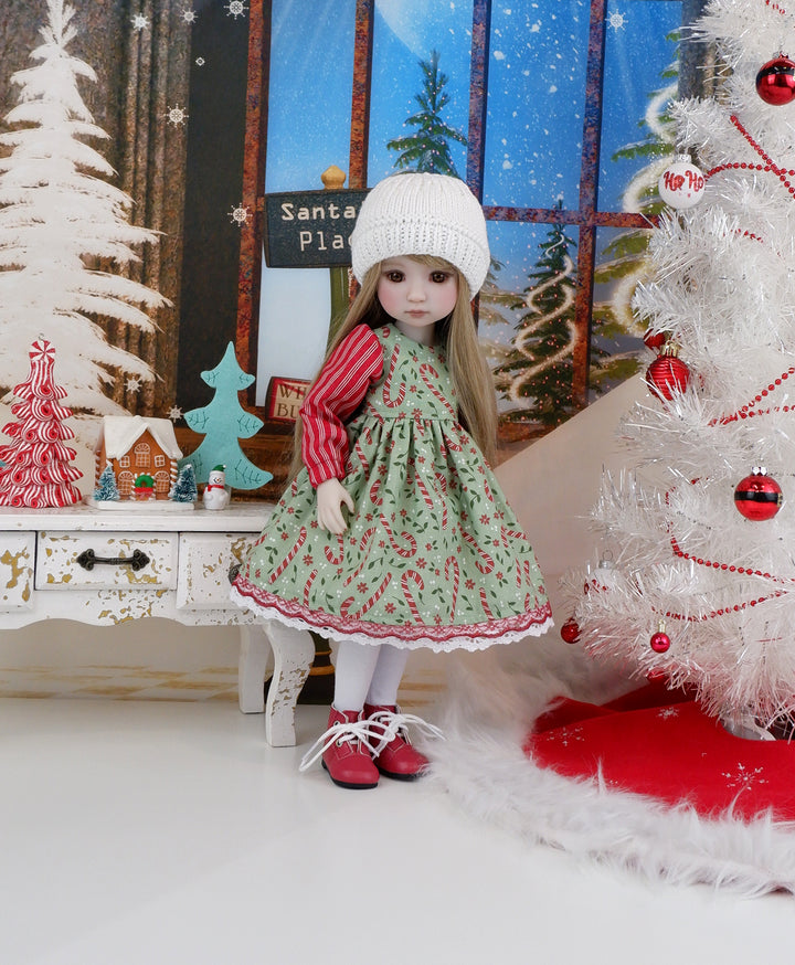 Merry Candy Cane - dress ensemble with boots for Ruby Red Fashion Friends doll