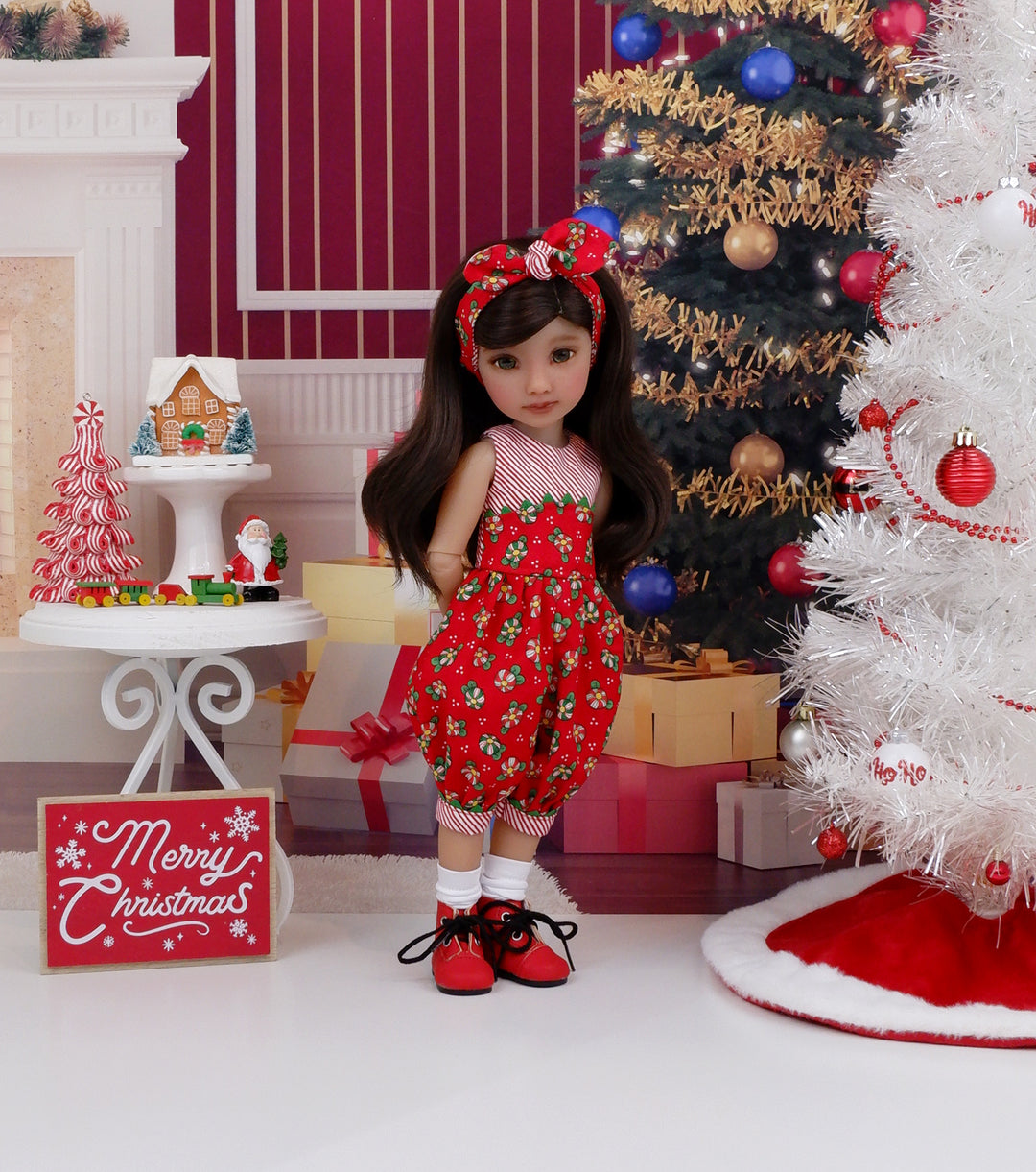 Merry Peppermints - romper with boots for Ruby Red Fashion Friends doll