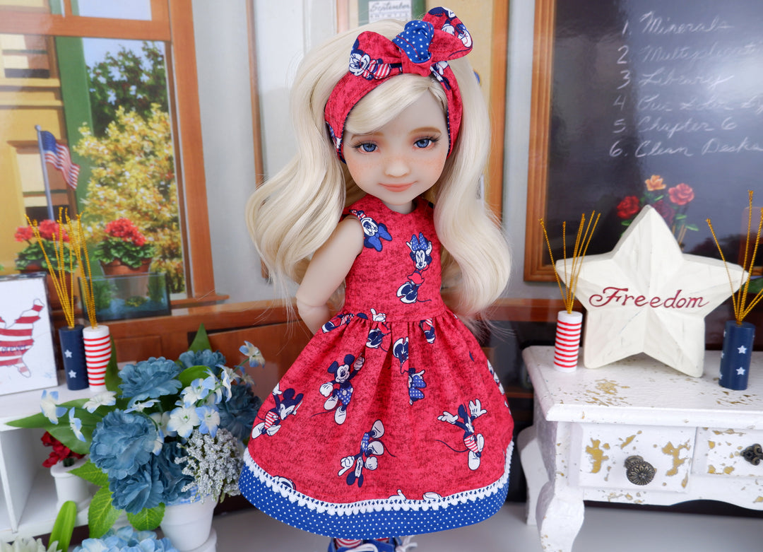 Mickey & Minnie 4th - dress with boots for Ruby Red Fashion Friends doll
