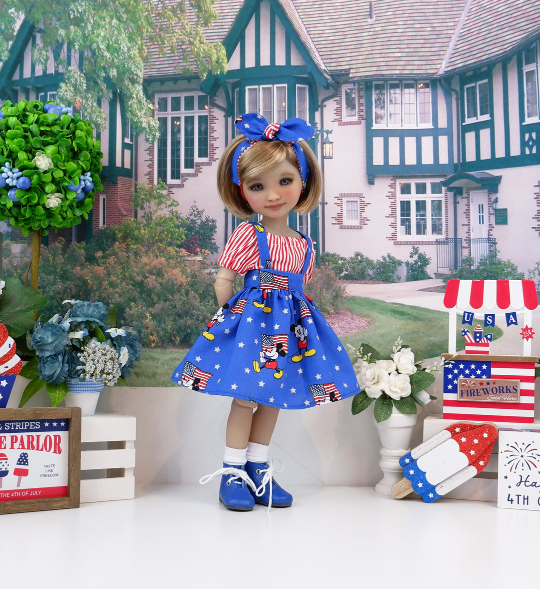Mickey's 4th - blouse & jumper with boots for Ruby Red Fashion Friends doll