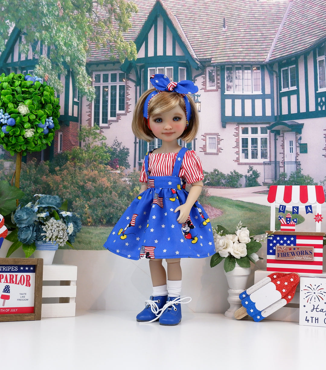 Mickey's 4th - blouse & jumper with boots for Ruby Red Fashion Friends doll