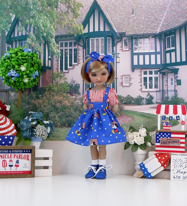 Mickey's 4th - blouse & jumper with boots for Ruby Red Fashion Friends doll