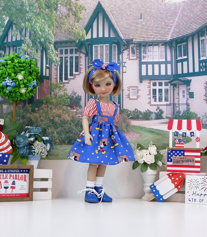 Mickey's 4th - blouse & jumper with boots for Ruby Red Fashion Friends doll