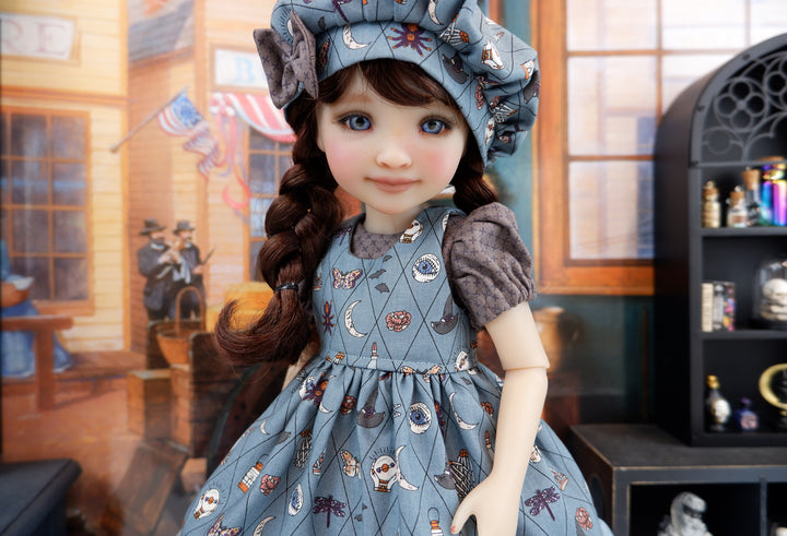 Midnight Noir - dress & pinafore with boots for Ruby Red Fashion Friends doll