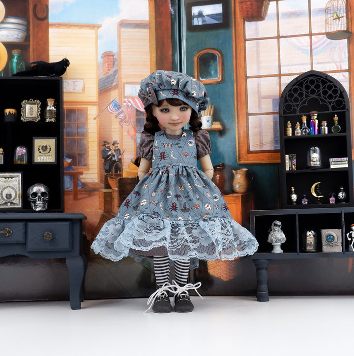 Midnight Noir - dress & pinafore with boots for Ruby Red Fashion Friends doll