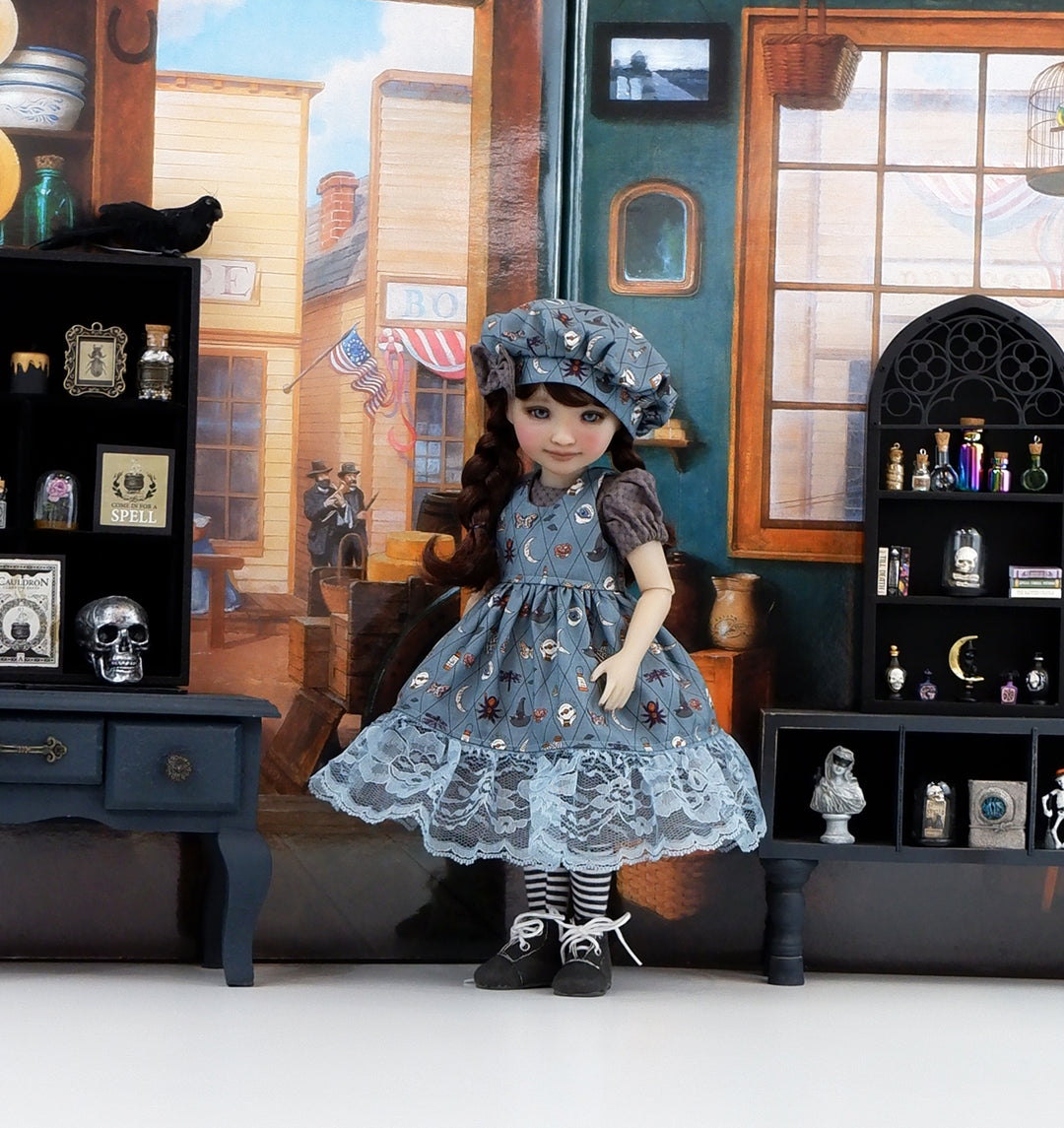 Midnight Noir - dress & pinafore with boots for Ruby Red Fashion Friends doll