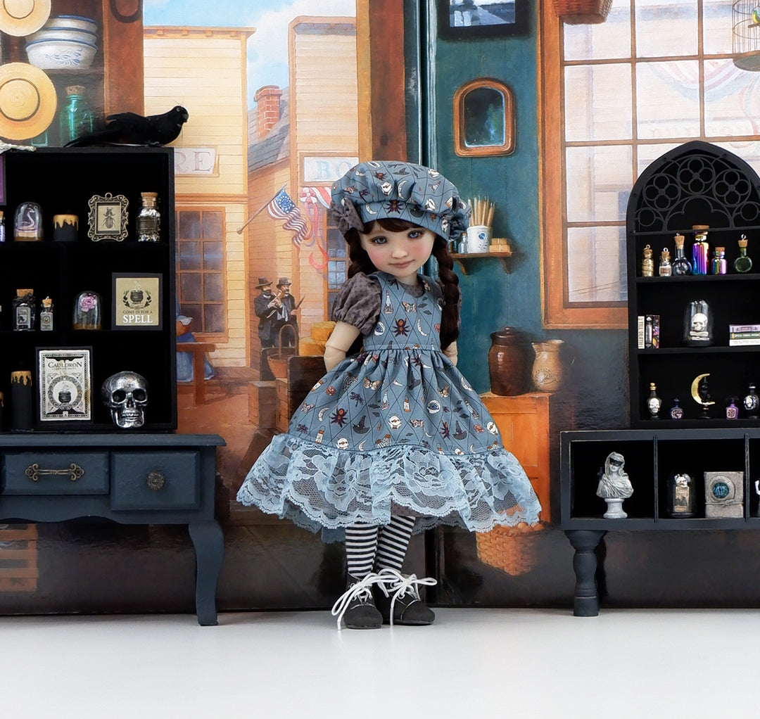 Midnight Noir - dress & pinafore with boots for Ruby Red Fashion Friends doll