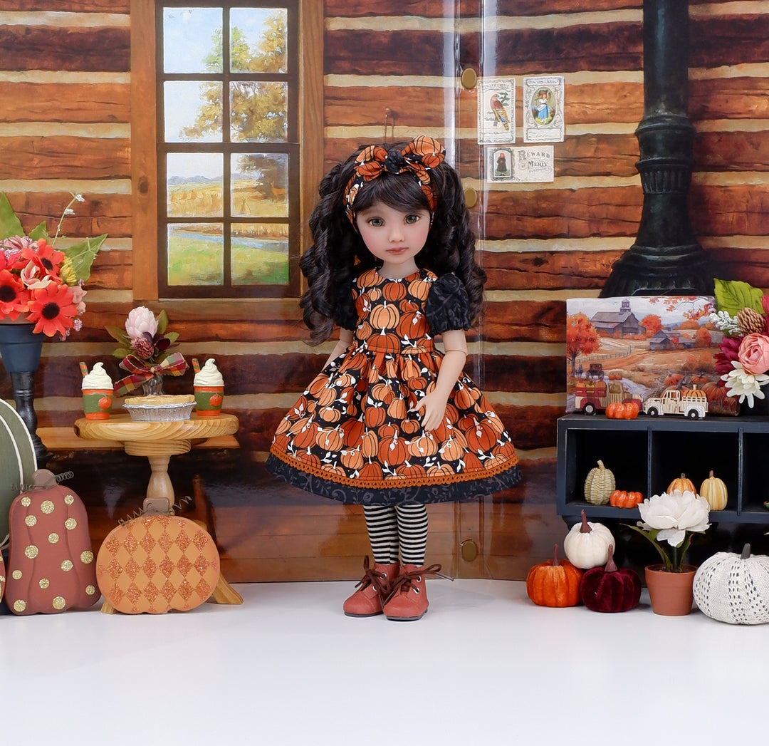 Midnight Pumpkins - dress and boots for Ruby Red Fashion Friends doll