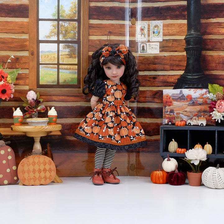 Midnight Pumpkins - dress and boots for Ruby Red Fashion Friends doll