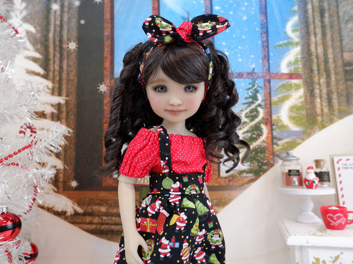 Mini Santas - blouse &amp; suspender pants with boots for Ruby Red Fashion Friends doll