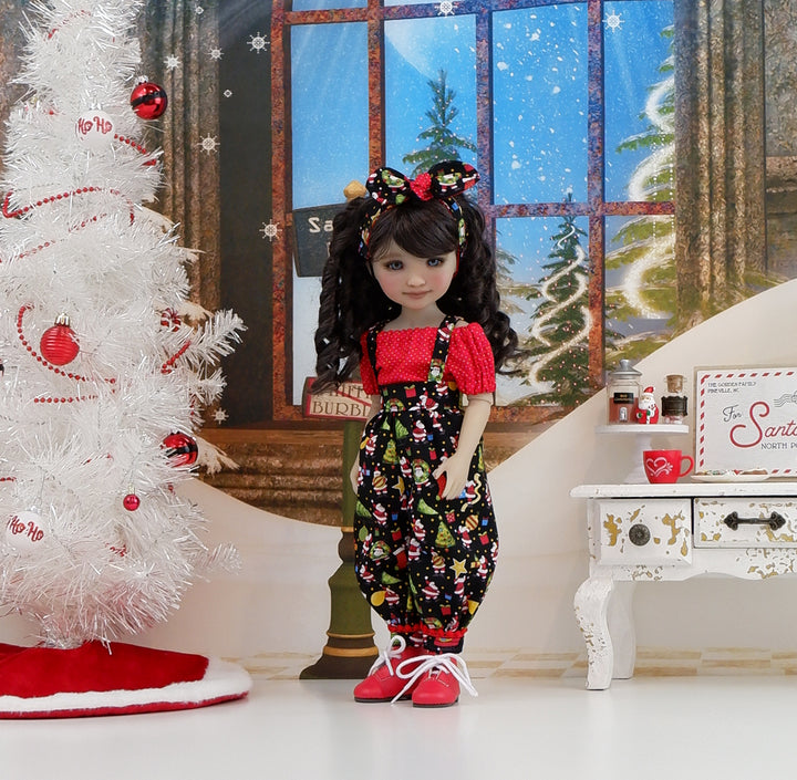 Mini Santas - blouse &amp; suspender pants with boots for Ruby Red Fashion Friends doll