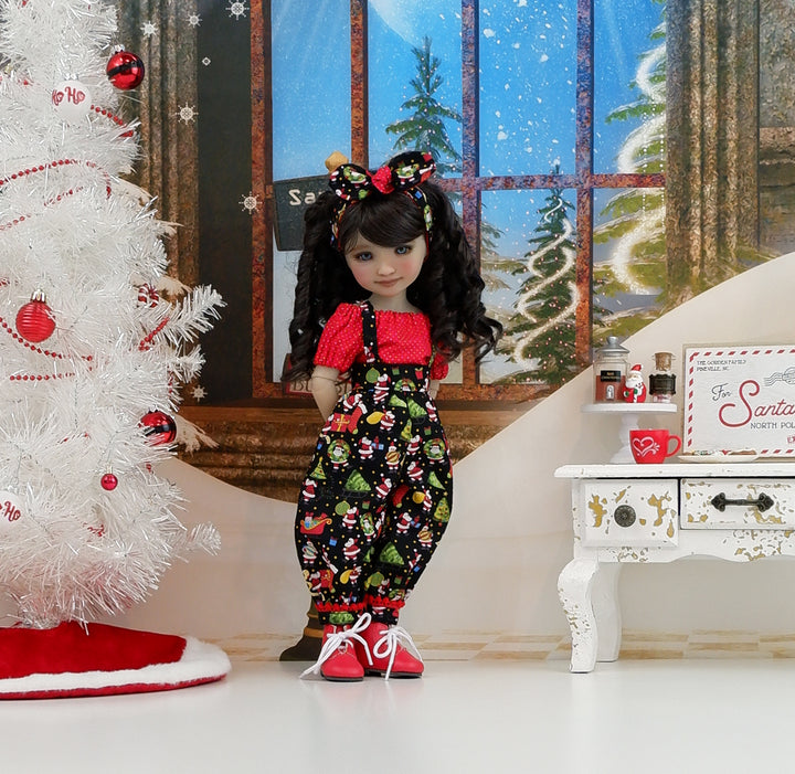 Mini Santas - blouse &amp; suspender pants with boots for Ruby Red Fashion Friends doll