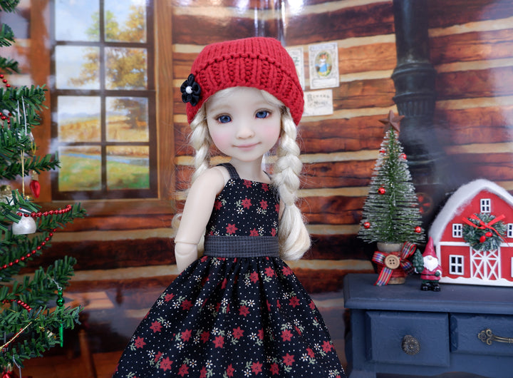Miniature Poinsettias - dress and sweater with shoes for Ruby Red Fashion Friends doll