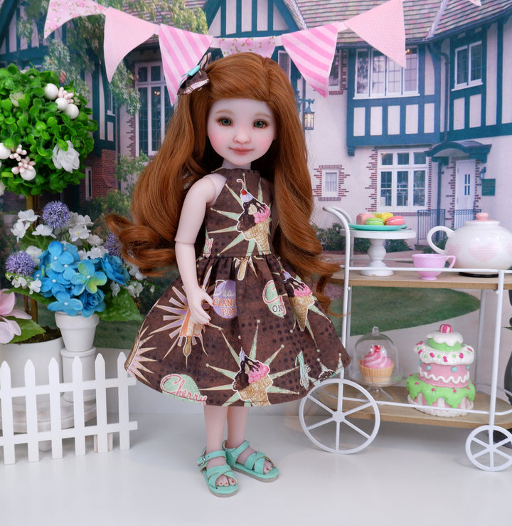Mint Chocolate Chip - dress with sandals for Ruby Red Fashion Friends doll