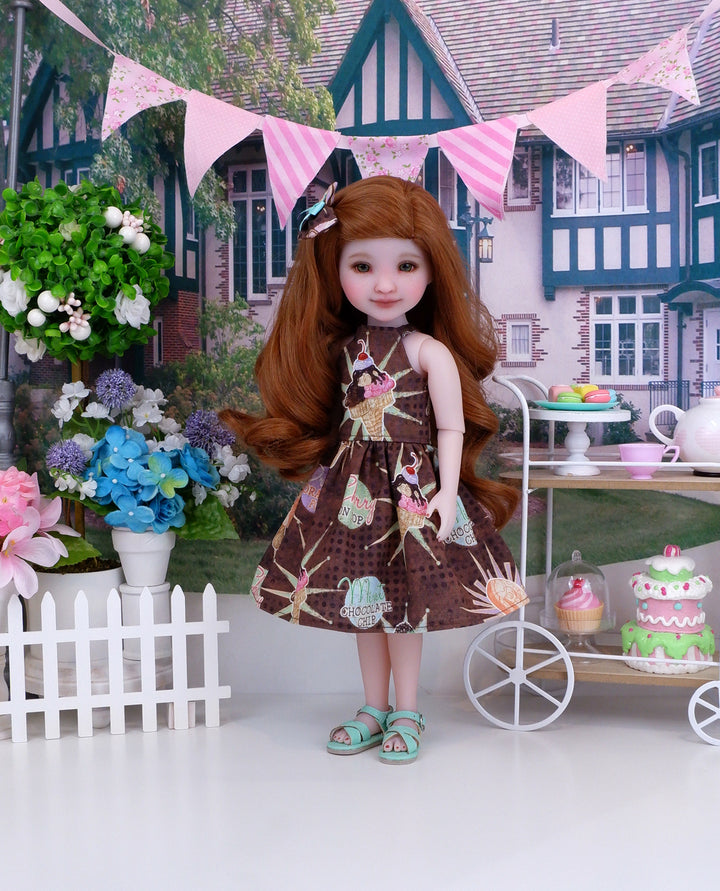 Mint Chocolate Chip - dress with sandals for Ruby Red Fashion Friends doll