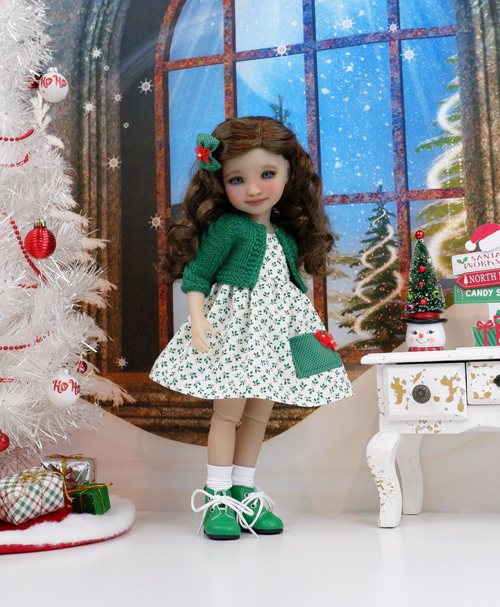 Miss Christmas - dress with sweater &amp; boots for Ruby Red Fashion Friends doll