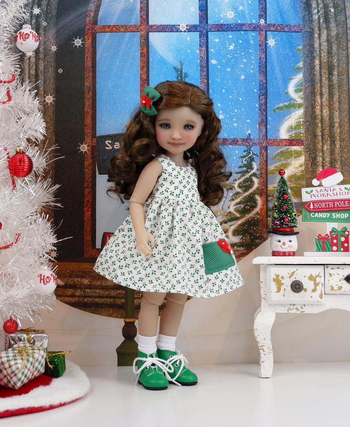 Miss Christmas - dress with sweater &amp; boots for Ruby Red Fashion Friends doll