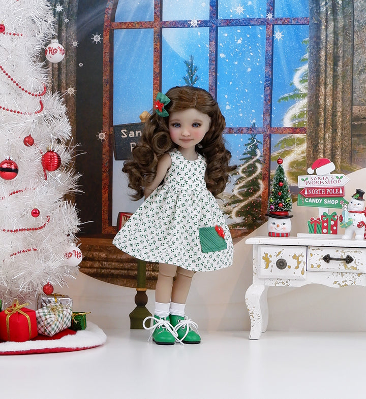 Miss Christmas - dress with sweater &amp; boots for Ruby Red Fashion Friends doll